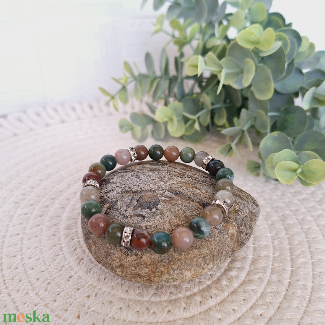 Achát ásvány karkötő - ékszer - karkötő - gyöngyös karkötő - Meska.hu