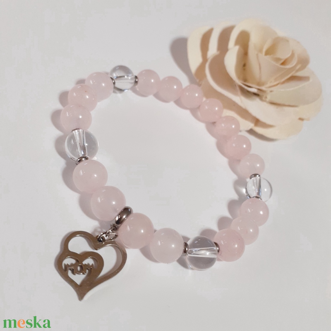 Rózsakvarc-hegyikristály ásvány karkötő - ékszer - karkötő - gyöngyös karkötő - Meska.hu Rózsakvarc-hegyikristály ásvány karkötő - ékszer - karkötő - gyöngyös karkötő - Meska.hu