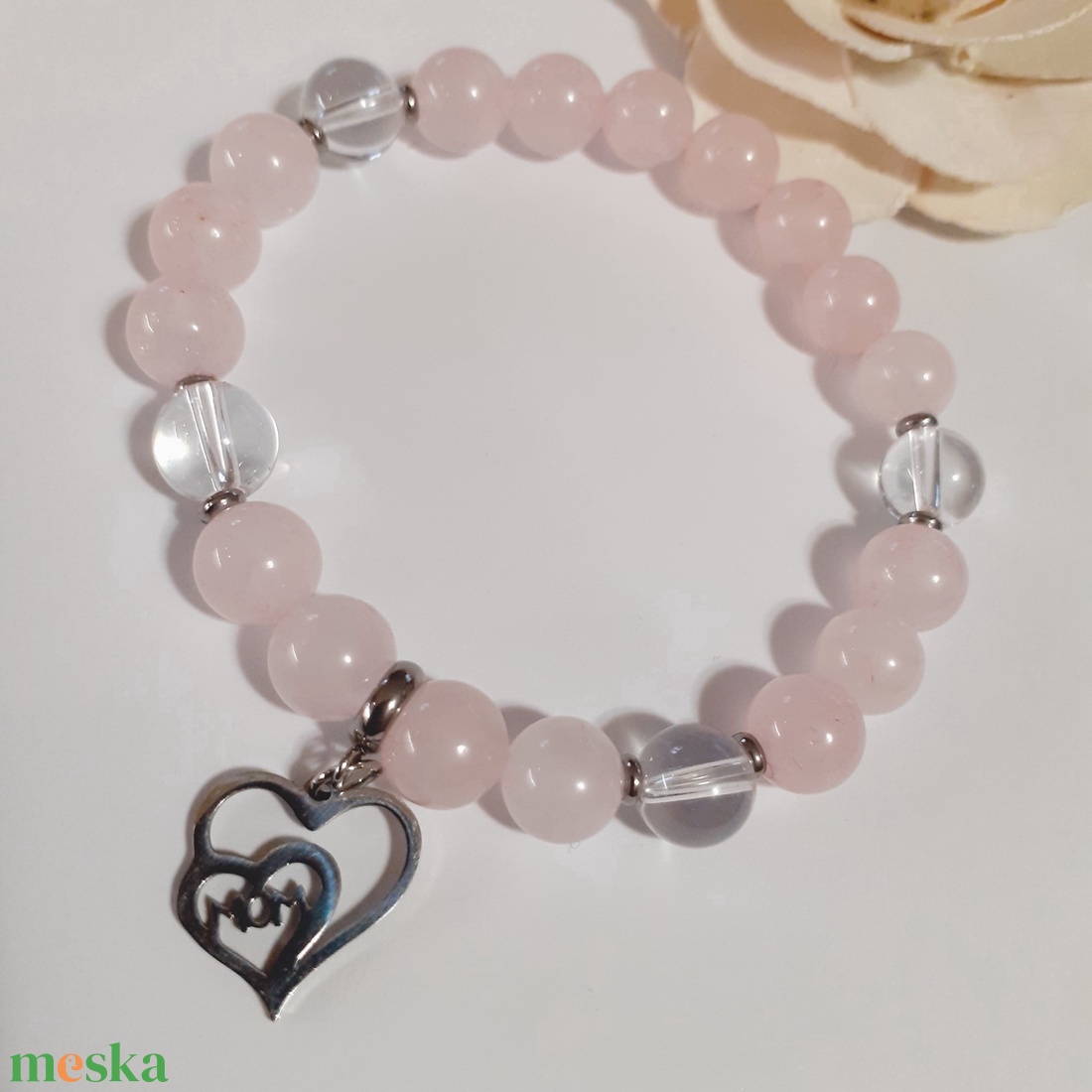 Rózsakvarc-hegyikristály ásvány karkötő - ékszer - karkötő - gyöngyös karkötő - Meska.hu Rózsakvarc-hegyikristály ásvány karkötő - ékszer - karkötő - gyöngyös karkötő - Meska.hu