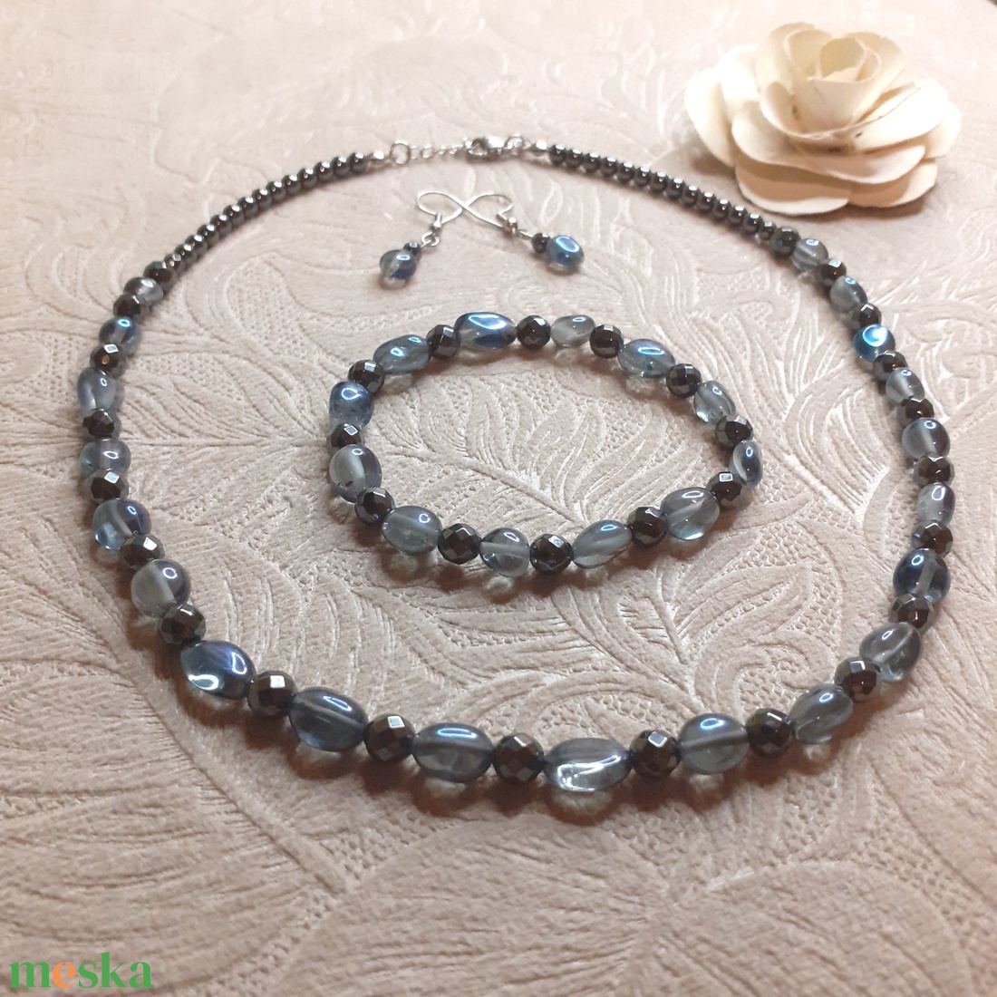 Akva aura-hematit ásvány ékszer szett - ékszer - ékszerszett - Meska.hu Akva aura-hematit ásvány ékszer szett - ékszer - ékszerszett - Meska.hu