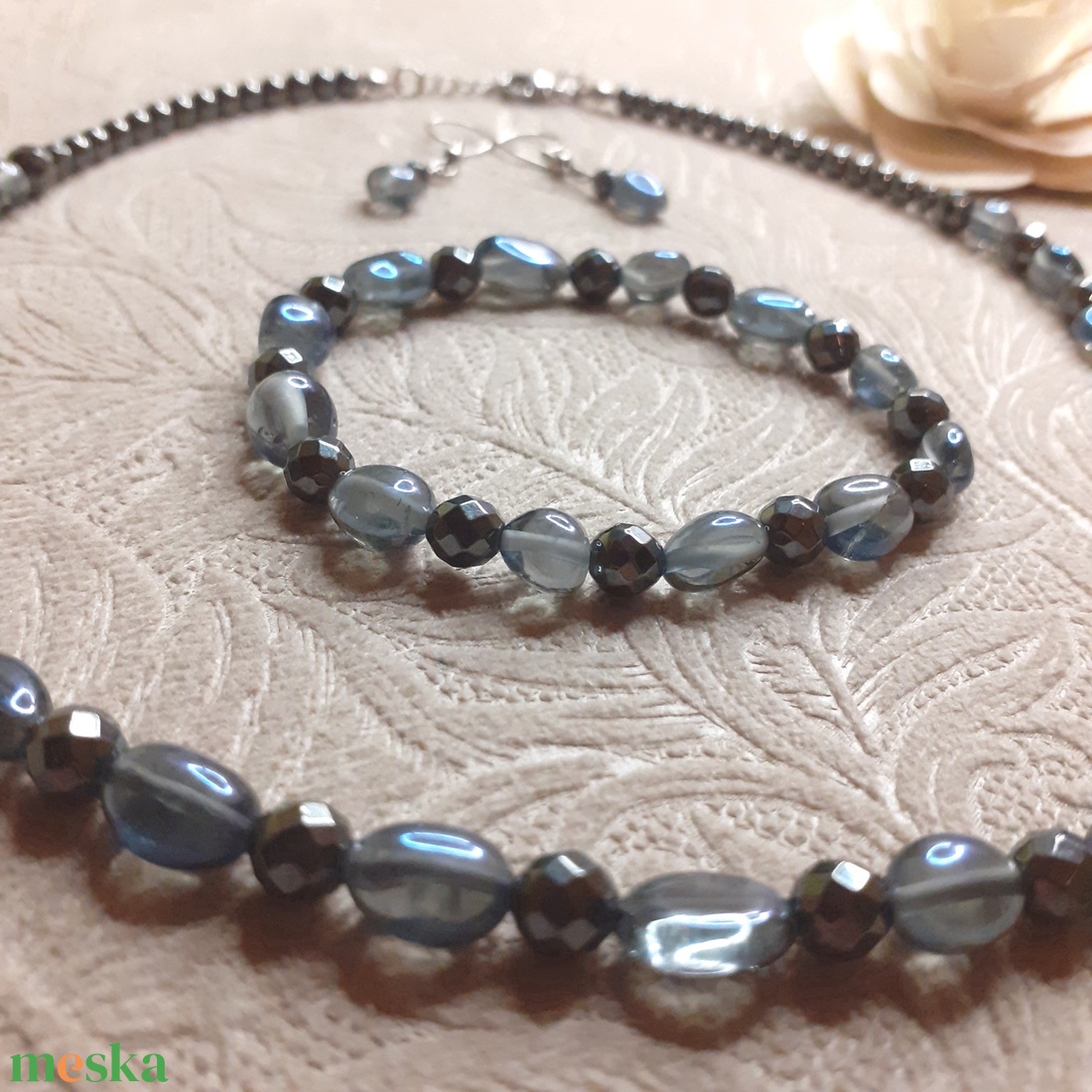 Akva aura-hematit ásvány ékszer szett - ékszer - ékszerszett - Meska.hu Akva aura-hematit ásvány ékszer szett - ékszer - ékszerszett - Meska.hu