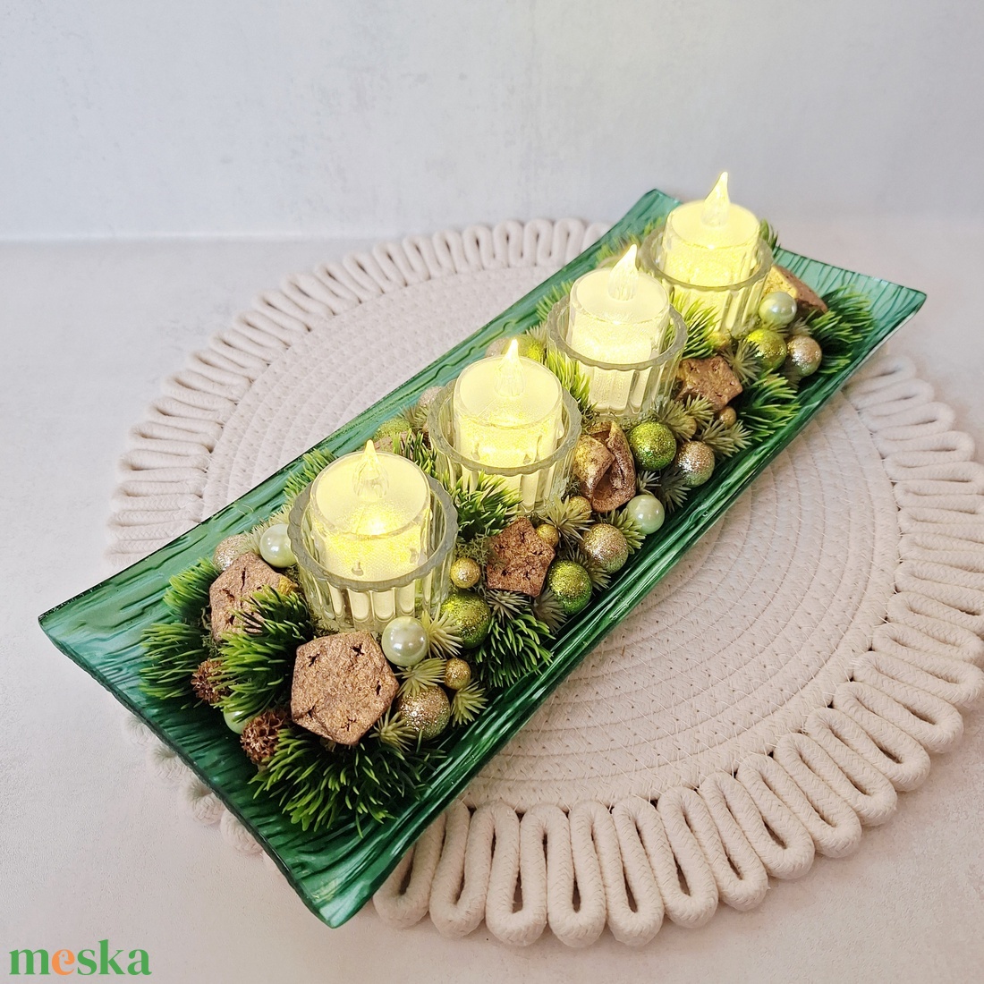 Adventi asztaldísz ledes mécsesekkel - karácsony - adventi díszek - adventi asztaldísz - Meska.hu Adventi asztaldísz ledes mécsesekkel - karácsony - adventi díszek - adventi asztaldísz - Meska.hu