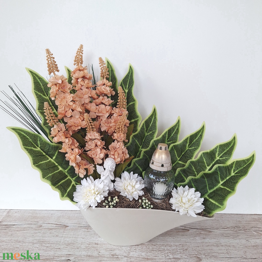 Nagy méretű sírdísz mécsessel - otthon & életmód - vallás - temetkezési tárgy - temetői gyertyák, mécsesek - Meska.hu