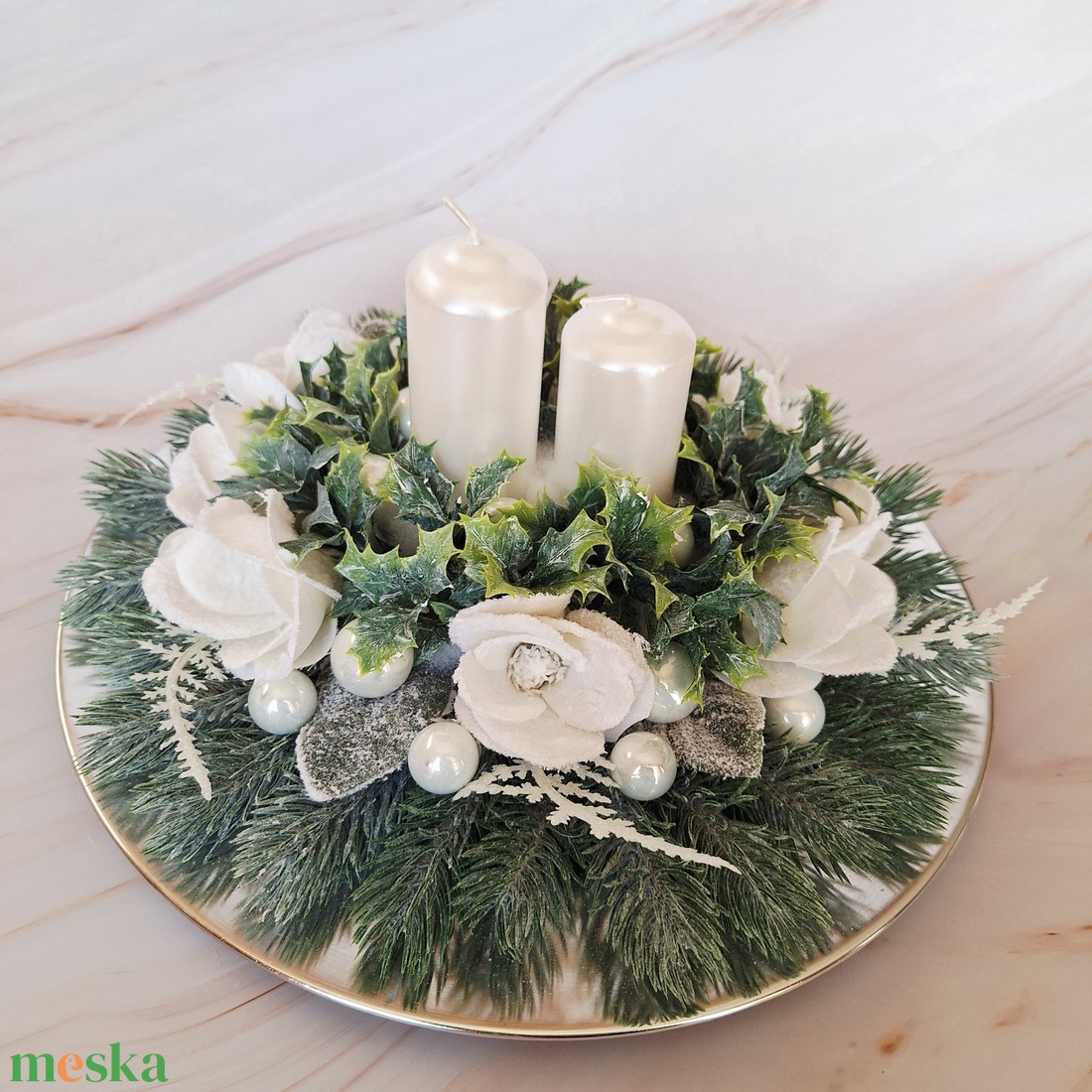 Ünnepi asztaldísz - karácsony - karácsonyi lakásdekoráció - karácsonyi fénydekoráció - Meska.hu