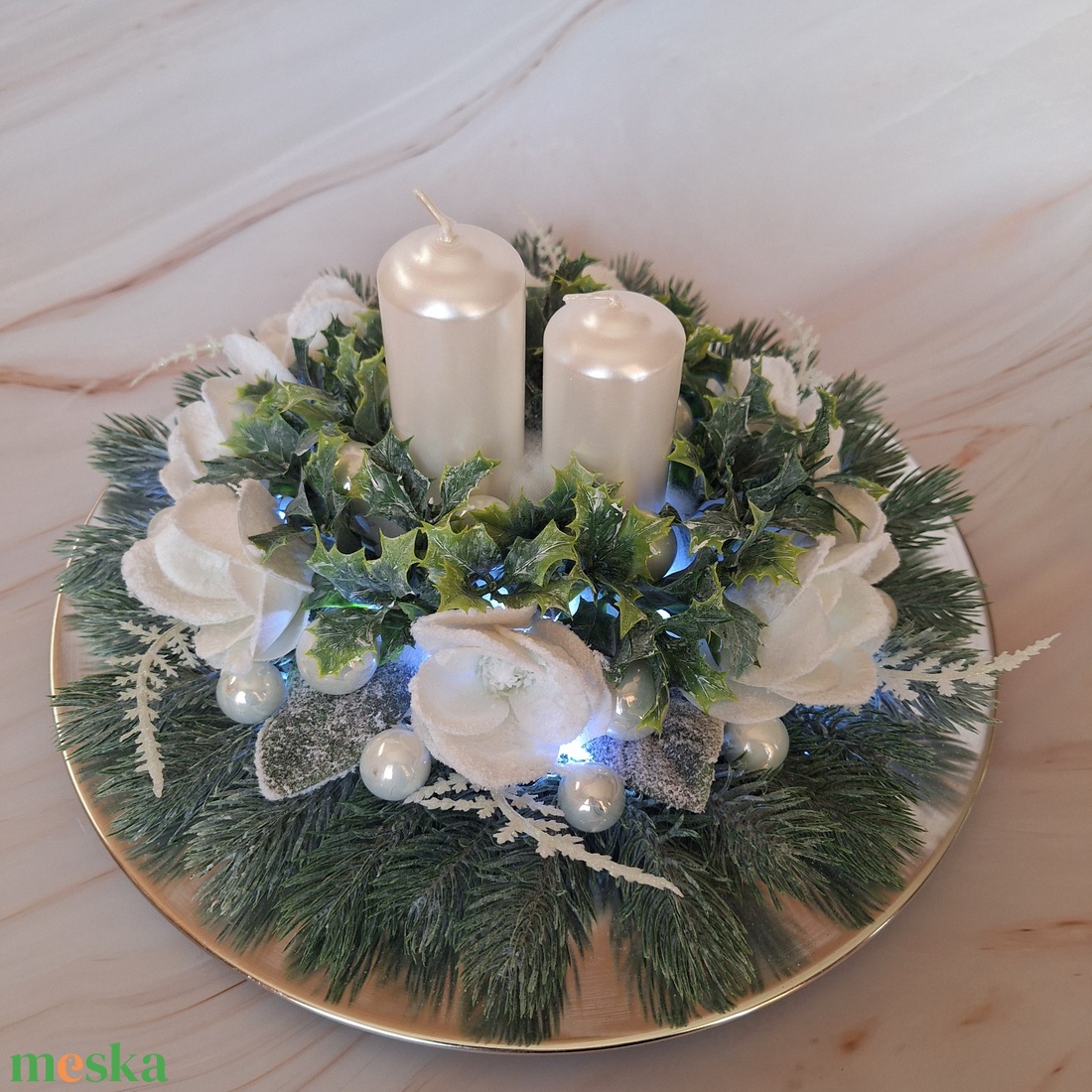 Ünnepi asztaldísz - karácsony - karácsonyi lakásdekoráció - karácsonyi fénydekoráció - Meska.hu