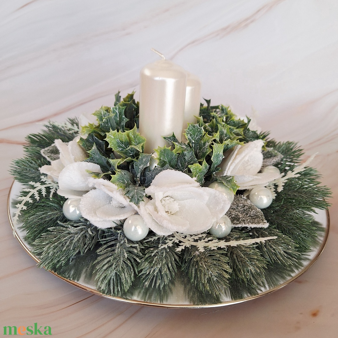 Ünnepi asztaldísz - karácsony - karácsonyi lakásdekoráció - karácsonyi fénydekoráció - Meska.hu