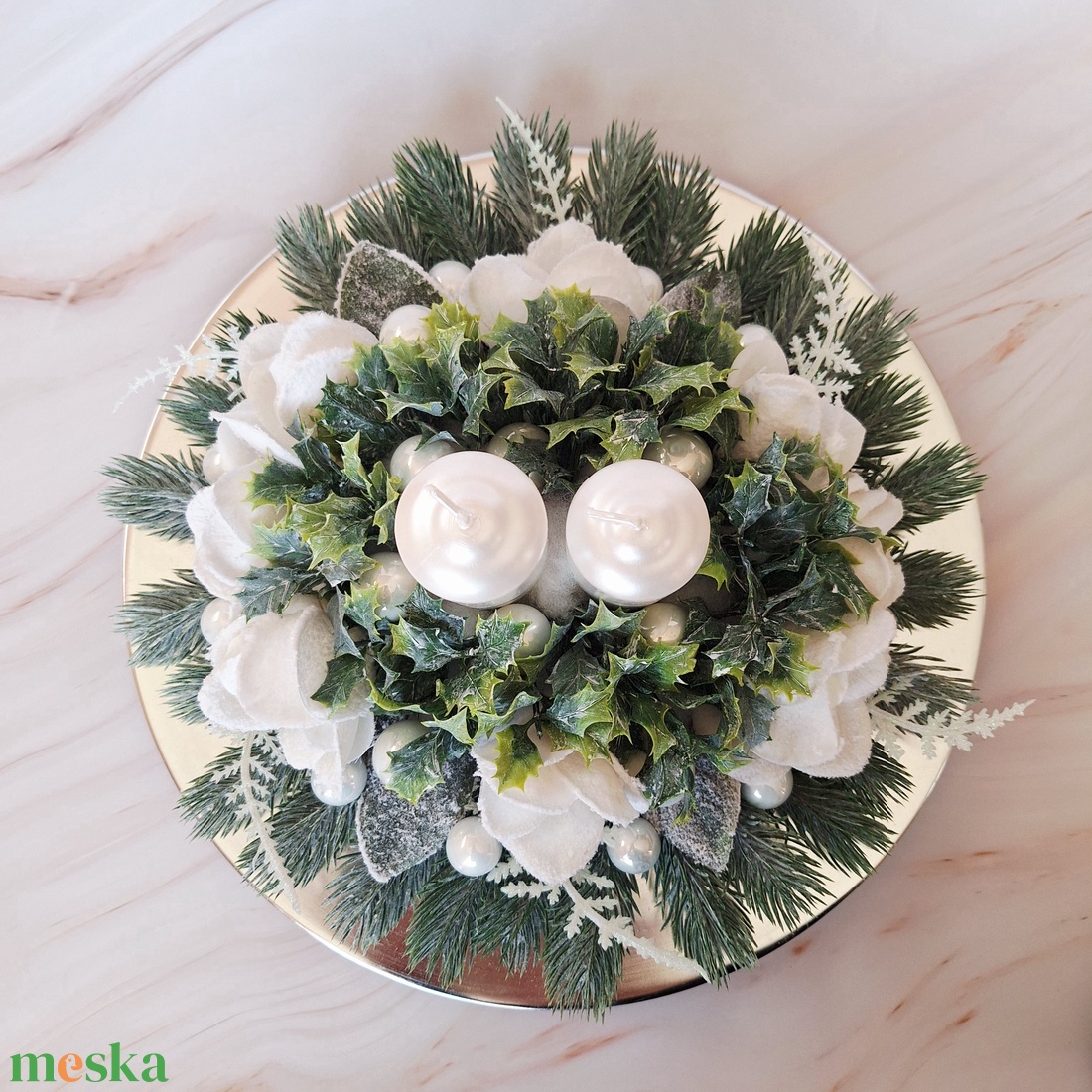 Ünnepi asztaldísz - karácsony - karácsonyi lakásdekoráció - karácsonyi fénydekoráció - Meska.hu