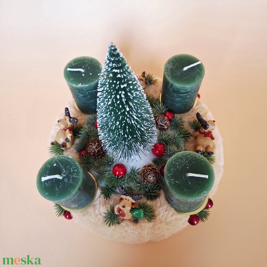 Adventi koszorú-szarvas figurákkal - karácsony - adventi díszek - adventi asztaldísz - Meska.hu