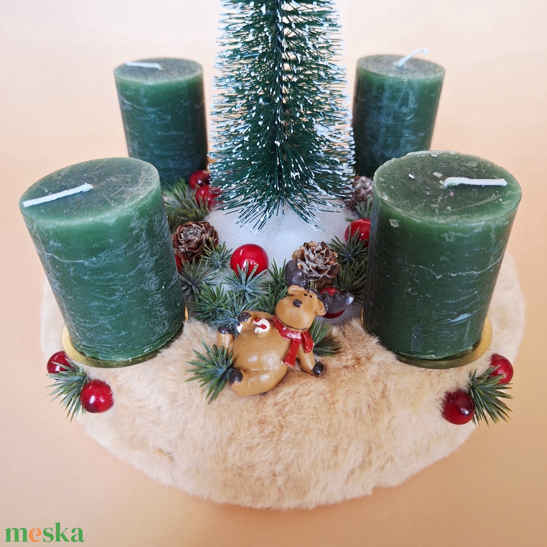 Adventi koszorú-szarvas figurákkal - karácsony - adventi díszek - adventi asztaldísz - Meska.hu