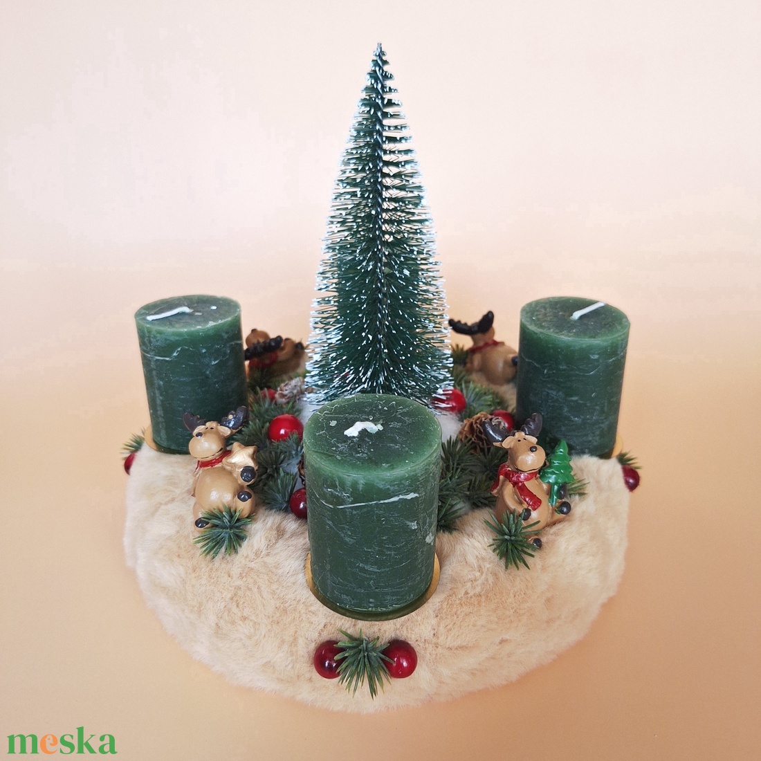 Adventi koszorú-szarvas figurákkal - karácsony - adventi díszek - adventi asztaldísz - Meska.hu