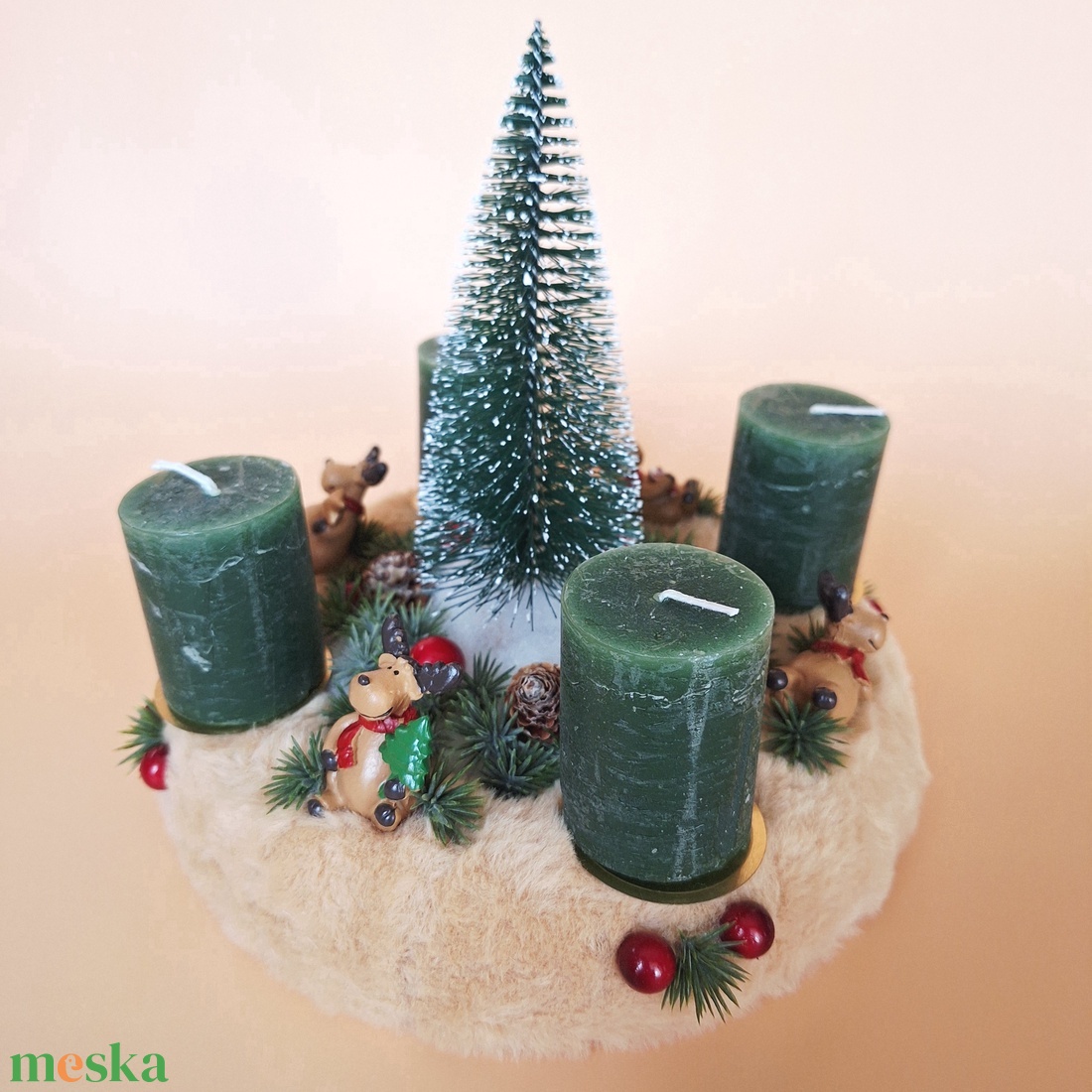 Adventi koszorú-szarvas figurákkal - karácsony - adventi díszek - adventi asztaldísz - Meska.hu