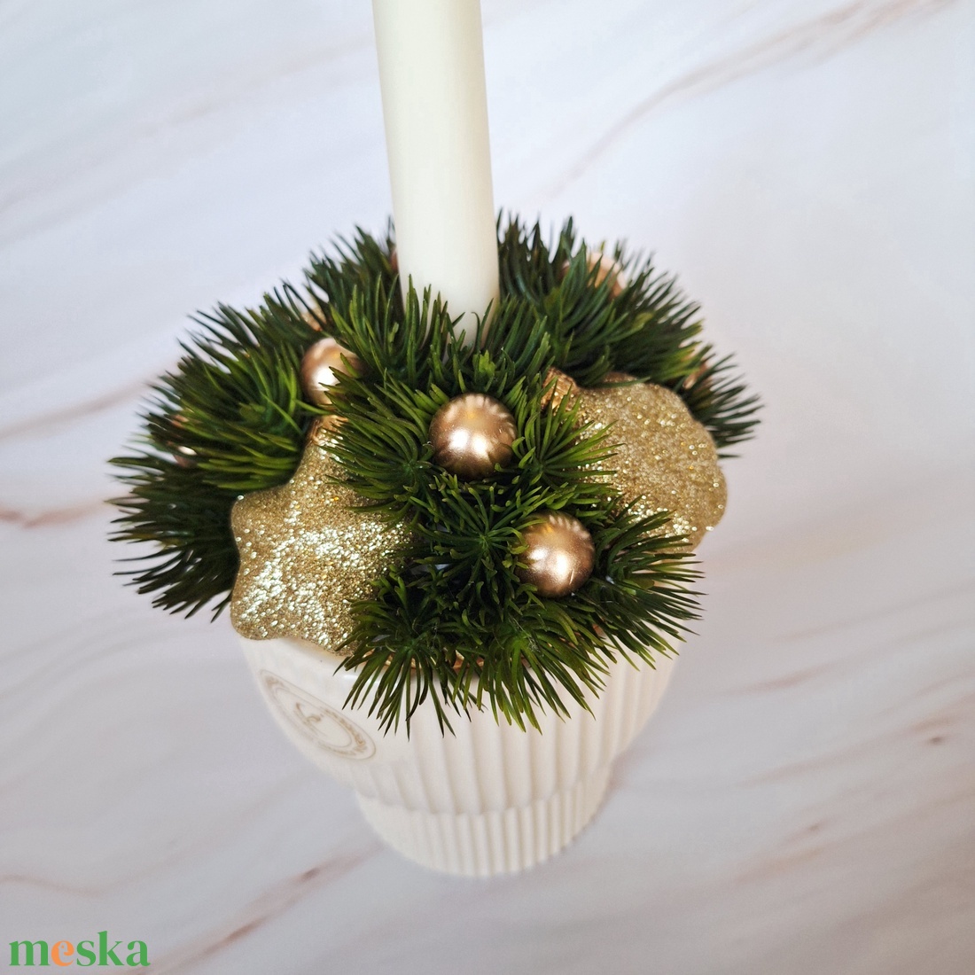 Ünnepi asztaldísz ledes gyertyával - karácsony - karácsonyi lakásdekoráció - karácsonyi fénydekoráció - Meska.hu