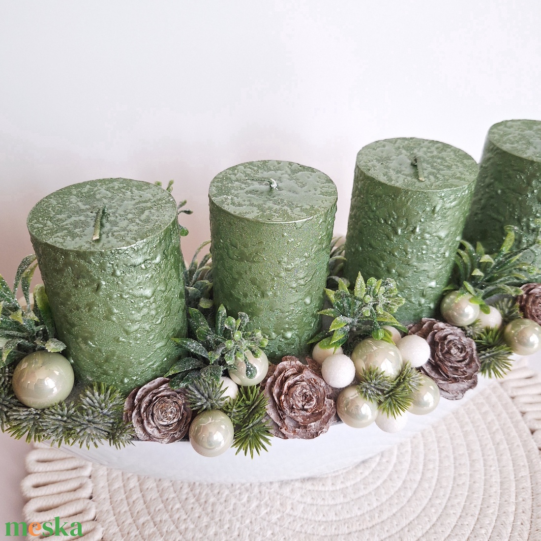 Adventi asztaldísz-menta - karácsony - adventi díszek - adventi asztaldísz - Meska.hu
