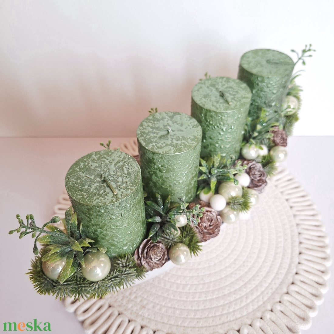 Adventi asztaldísz-menta - karácsony - adventi díszek - adventi asztaldísz - Meska.hu