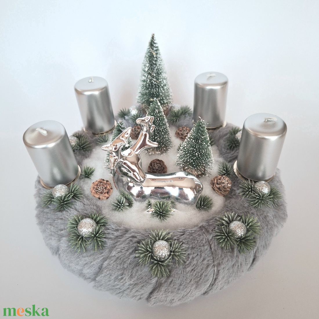 Ledes adventi koszorú-ezüst - karácsony - adventi díszek - adventi koszorú - Meska.hu