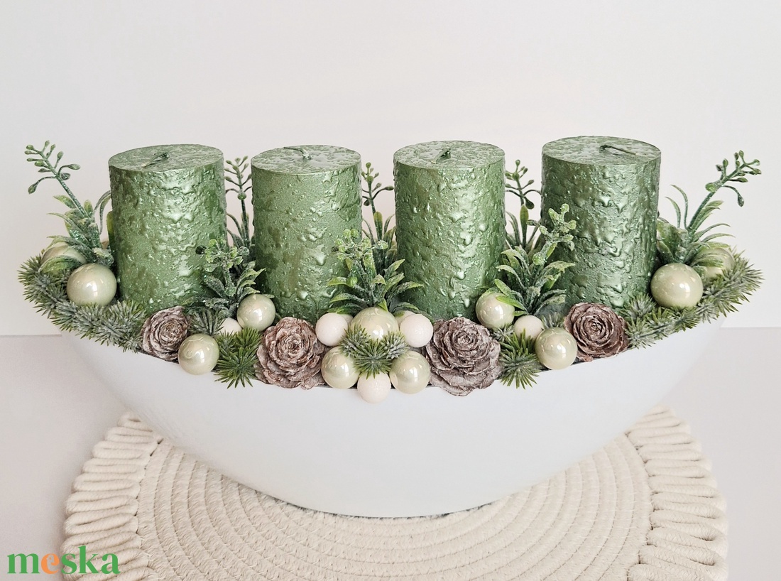 Adventi asztaldísz-menta - karácsony - adventi díszek - adventi asztaldísz - Meska.hu