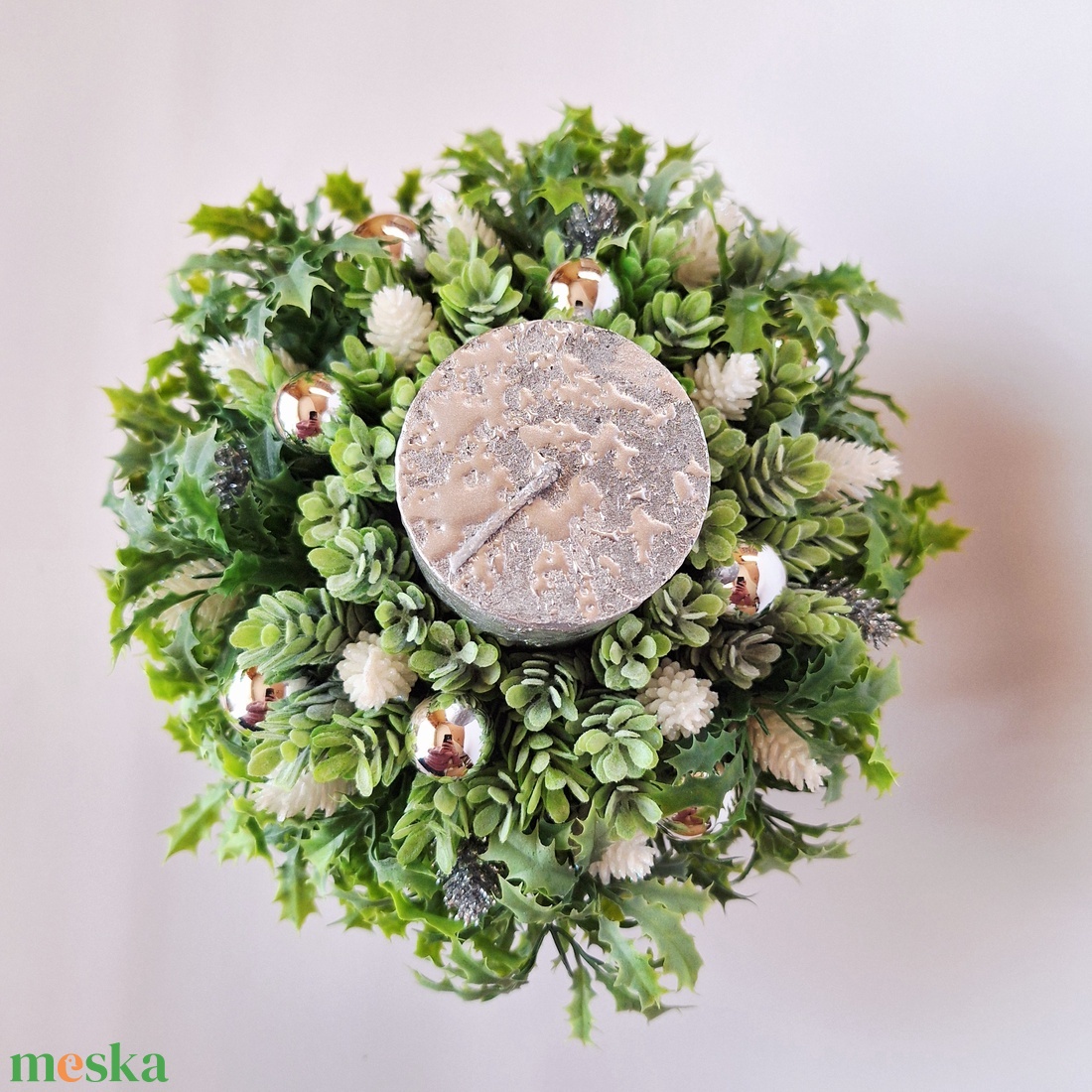 Ünnepi asztaldísz kerámia gömb kaspóban - karácsony - adventi díszek - adventi gyertyadíszek és koszorúdíszek - Meska.hu