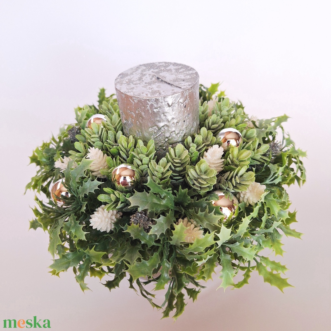 Ünnepi asztaldísz kerámia gömb kaspóban - karácsony - adventi díszek - adventi gyertyadíszek és koszorúdíszek - Meska.hu