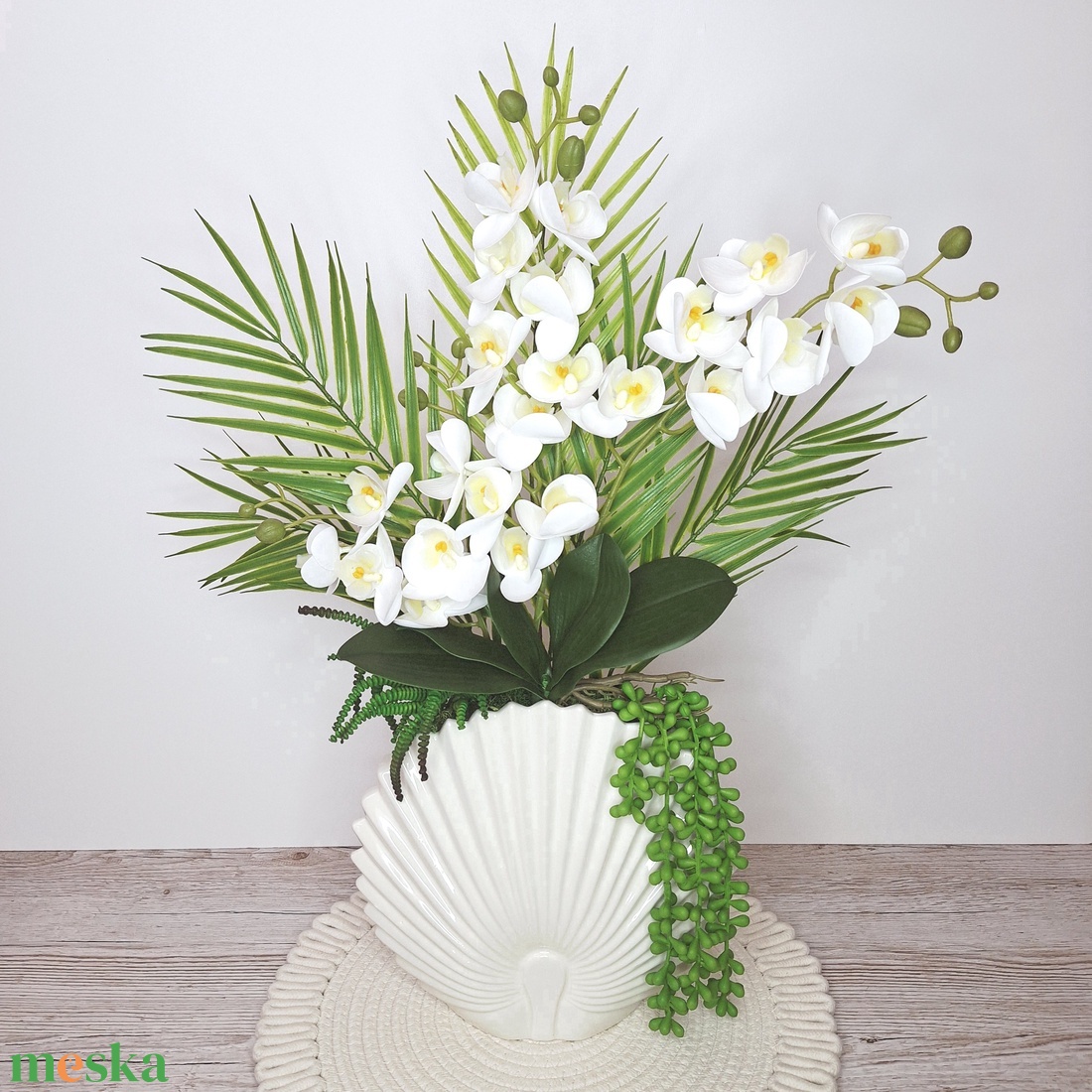 Különleges orchidea dekoráció kerámia kaspóban II. - otthon & életmód - dekoráció - asztal és polc dekoráció - asztaldísz - Meska.hu