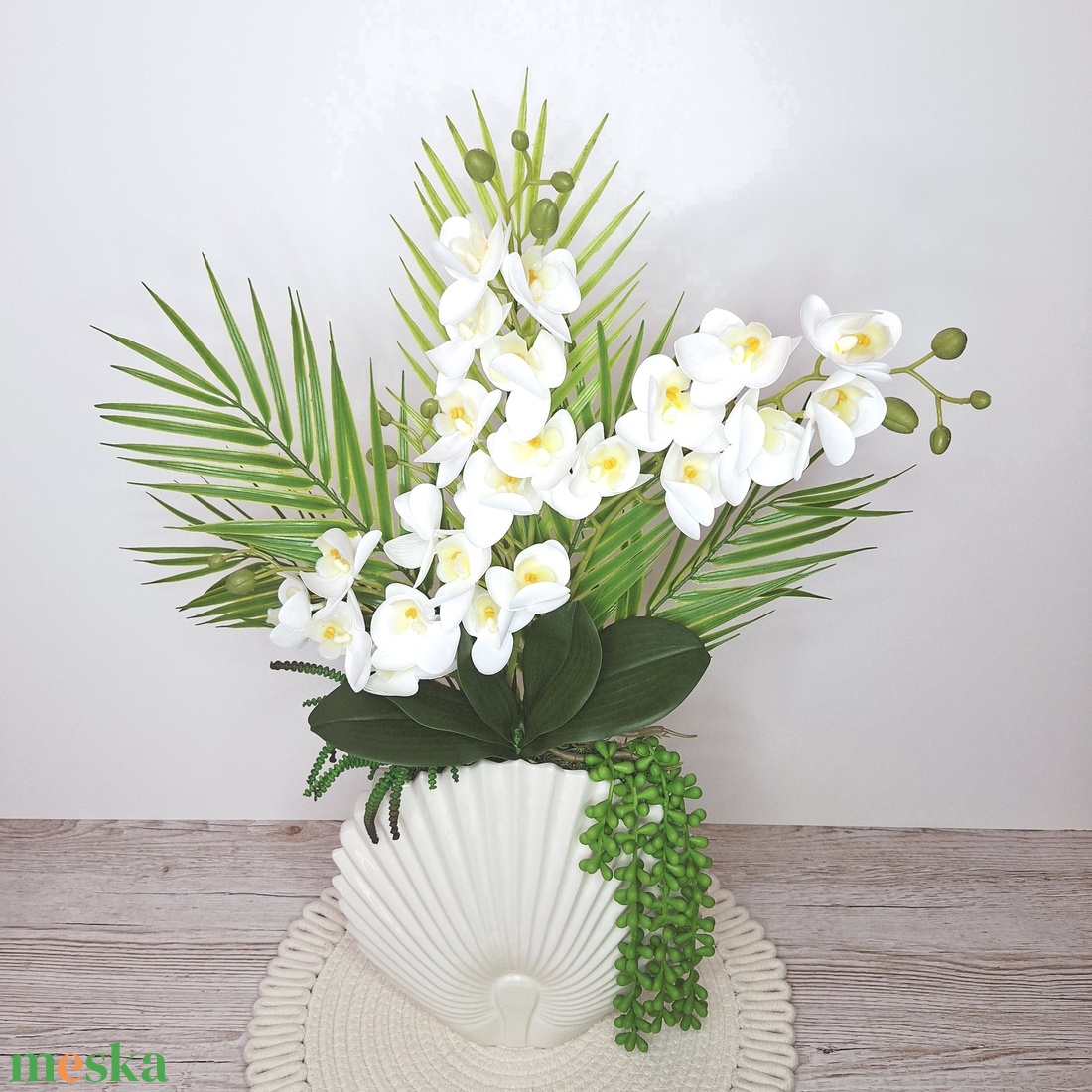 Különleges orchidea dekoráció kerámia kaspóban II. - otthon & életmód - dekoráció - asztal és polc dekoráció - asztaldísz - Meska.hu