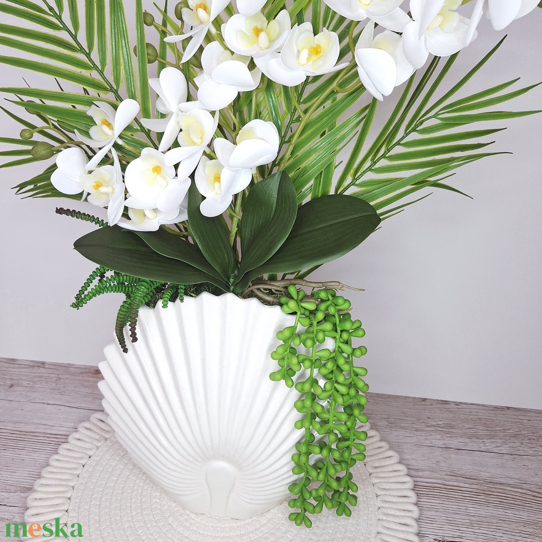 Különleges orchidea dekoráció kerámia kaspóban II. - otthon & életmód - dekoráció - asztal és polc dekoráció - asztaldísz - Meska.hu