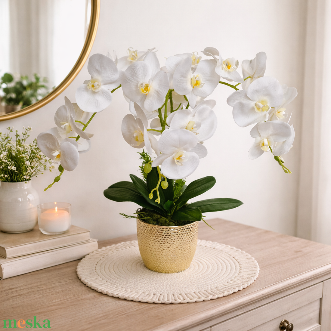 Különleges orchidea dekoráció kerámia kaspóban III. - otthon & életmód - dekoráció - asztal és polc dekoráció - asztaldísz - Meska.hu