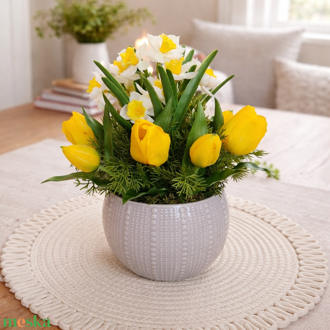 Tavaszi tulipános asztaldísz III. - otthon & életmód - dekoráció - asztal és polc dekoráció - asztaldísz - Meska.hu