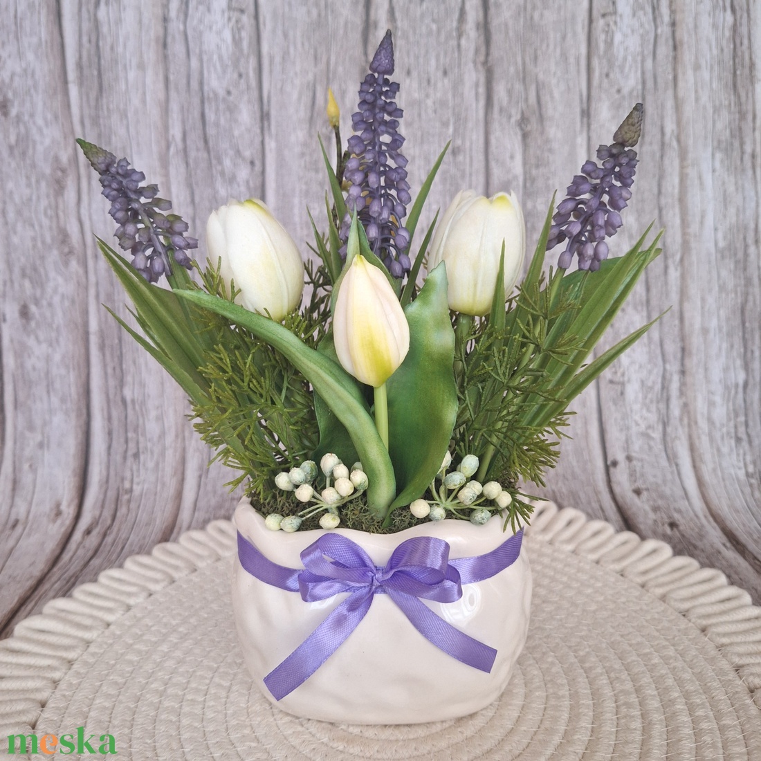 Tavaszi tulipános dísz II. - otthon & életmód - dekoráció - asztal és polc dekoráció - asztaldísz - Meska.hu