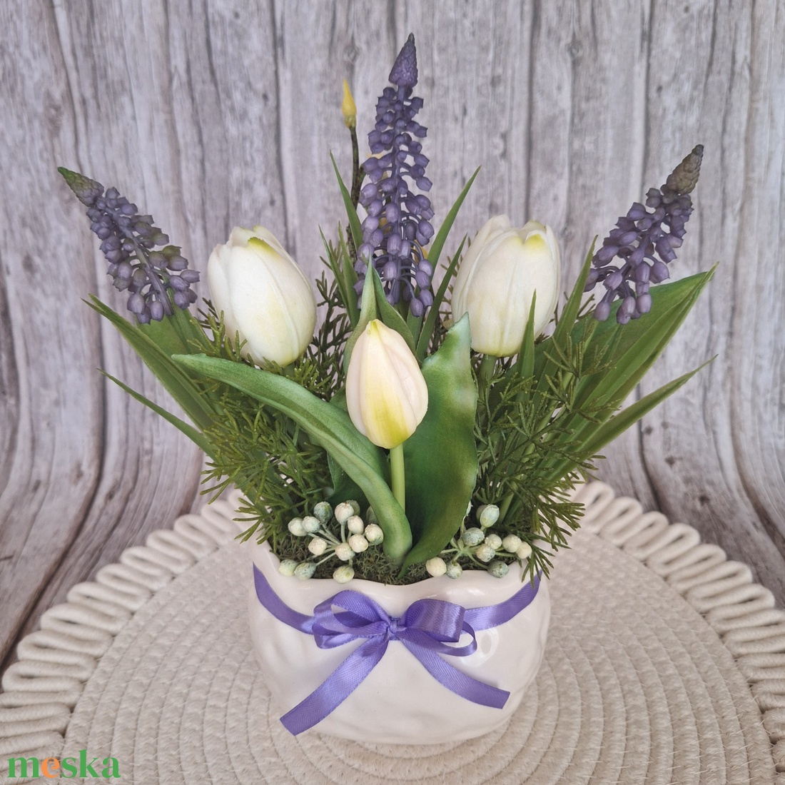 Tavaszi tulipános dísz II. - otthon & életmód - dekoráció - asztal és polc dekoráció - asztaldísz - Meska.hu