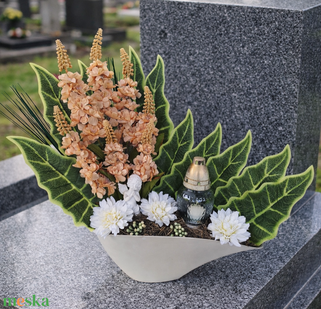 Nagy méretű sírdísz mécsessel - otthon & életmód - vallás - temetkezési tárgy - temetői gyertyák, mécsesek - Meska.hu