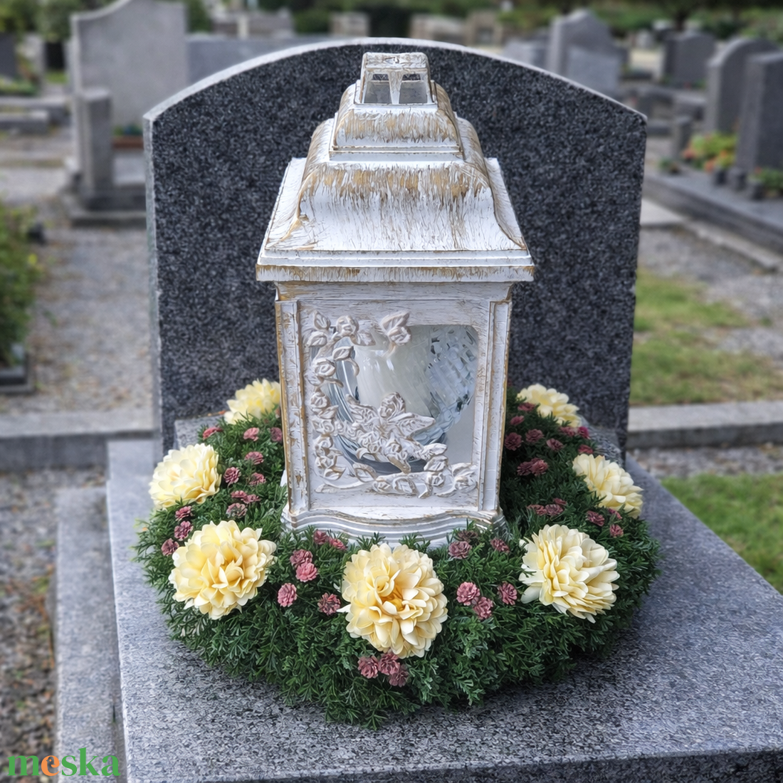 Sírdísz katedláris mécsessel - otthon & életmód - vallás - temetkezési tárgy - temetői gyertyák, mécsesek - Meska.hu