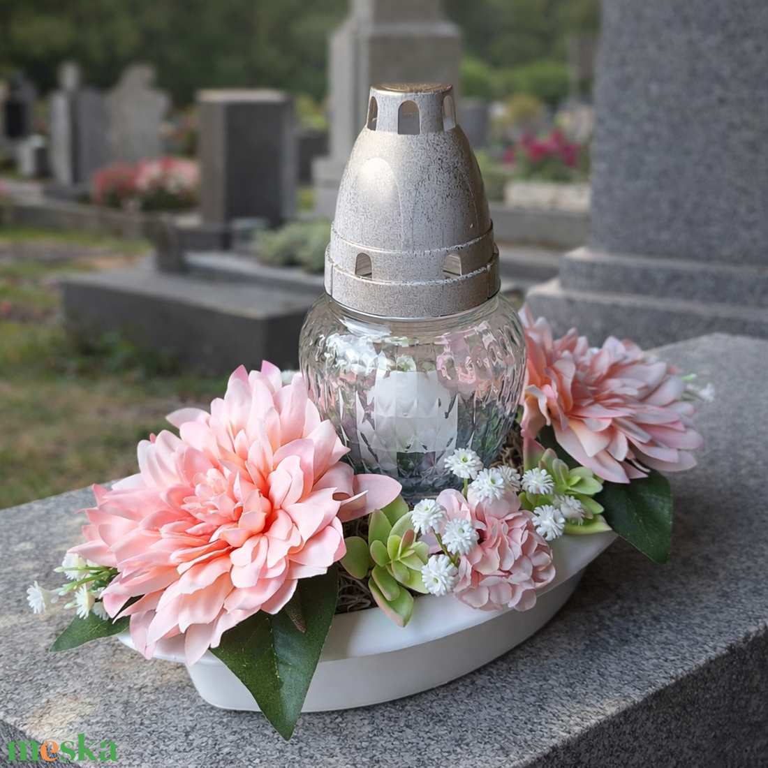 Sírdísz mécsessel VII. - otthon & életmód - vallás - temetkezési tárgy - temetői gyertyák, mécsesek - Meska.hu