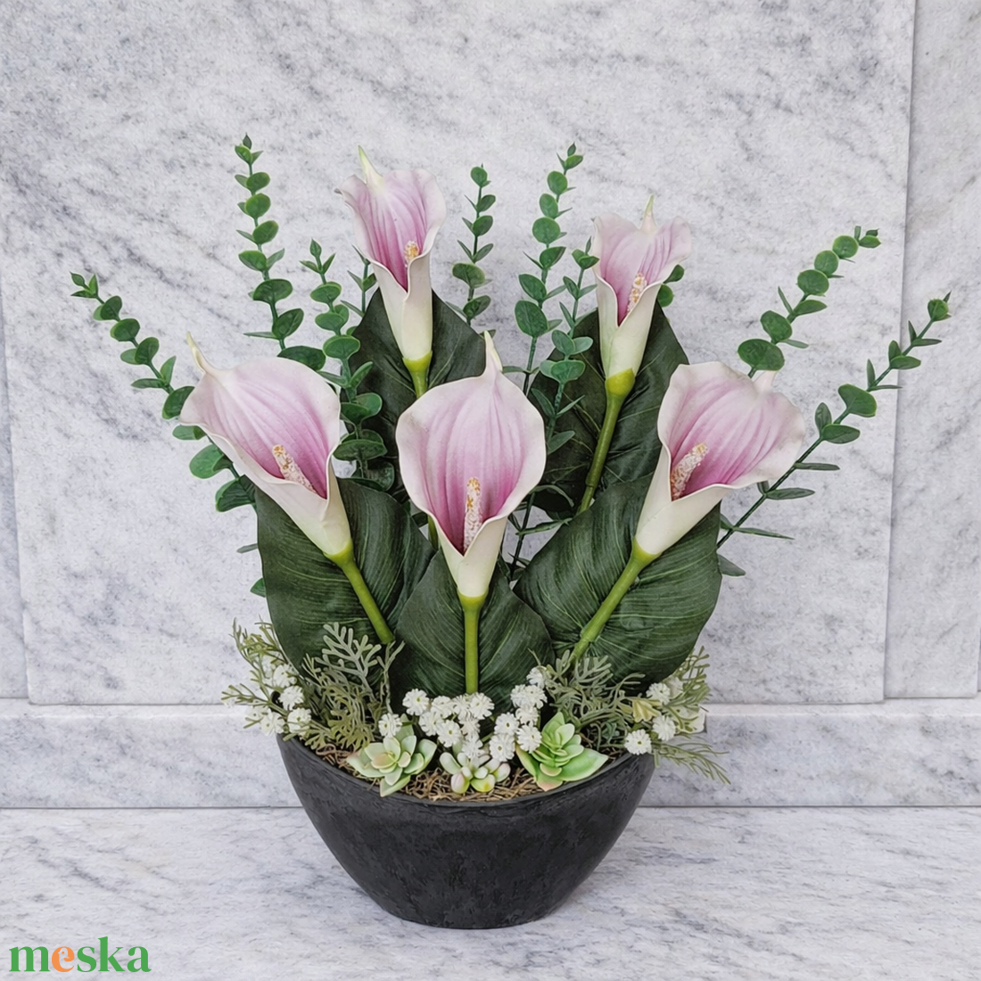 Sírdísz kálával  - otthon & életmód - vallás - temetkezési tárgy - sírcsokor, virág dekoráció - Meska.hu