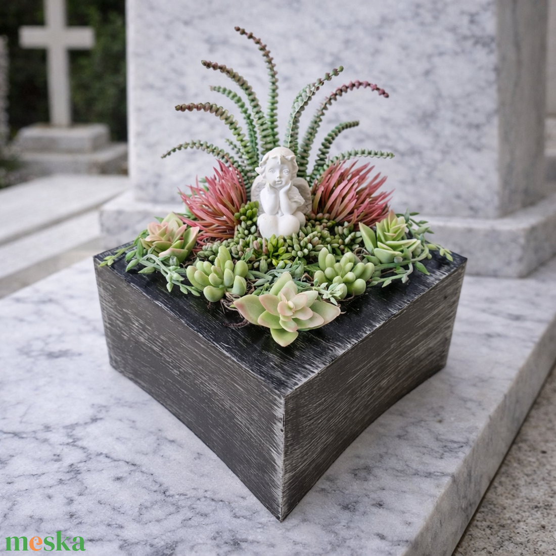 Különleges,tartós sírdísz angyalkával - otthon & életmód - vallás - temetkezési tárgy - sírdísz, kegyeleti dísz - Meska.hu