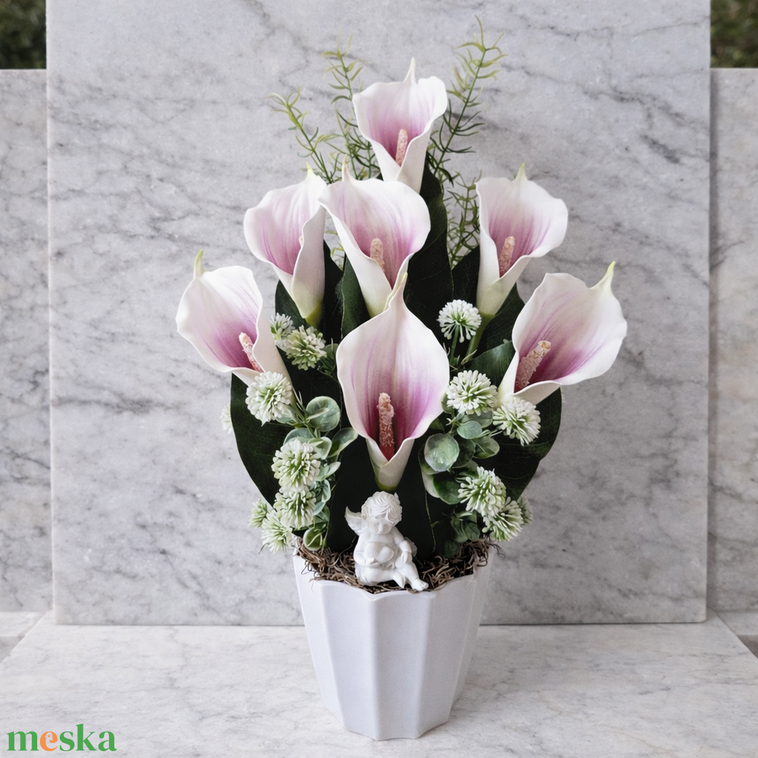 Sírdísz kálával II. - otthon & életmód - vallás - temetkezési tárgy - sírcsokor, virág dekoráció - Meska.hu