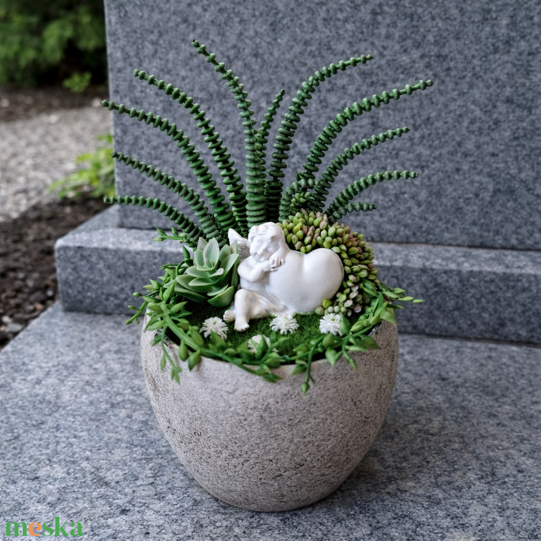 Különleges,tartós sírdísz angyalkával II. - otthon & életmód - vallás - temetkezési tárgy - sírdísz, kegyeleti dísz - Meska.hu