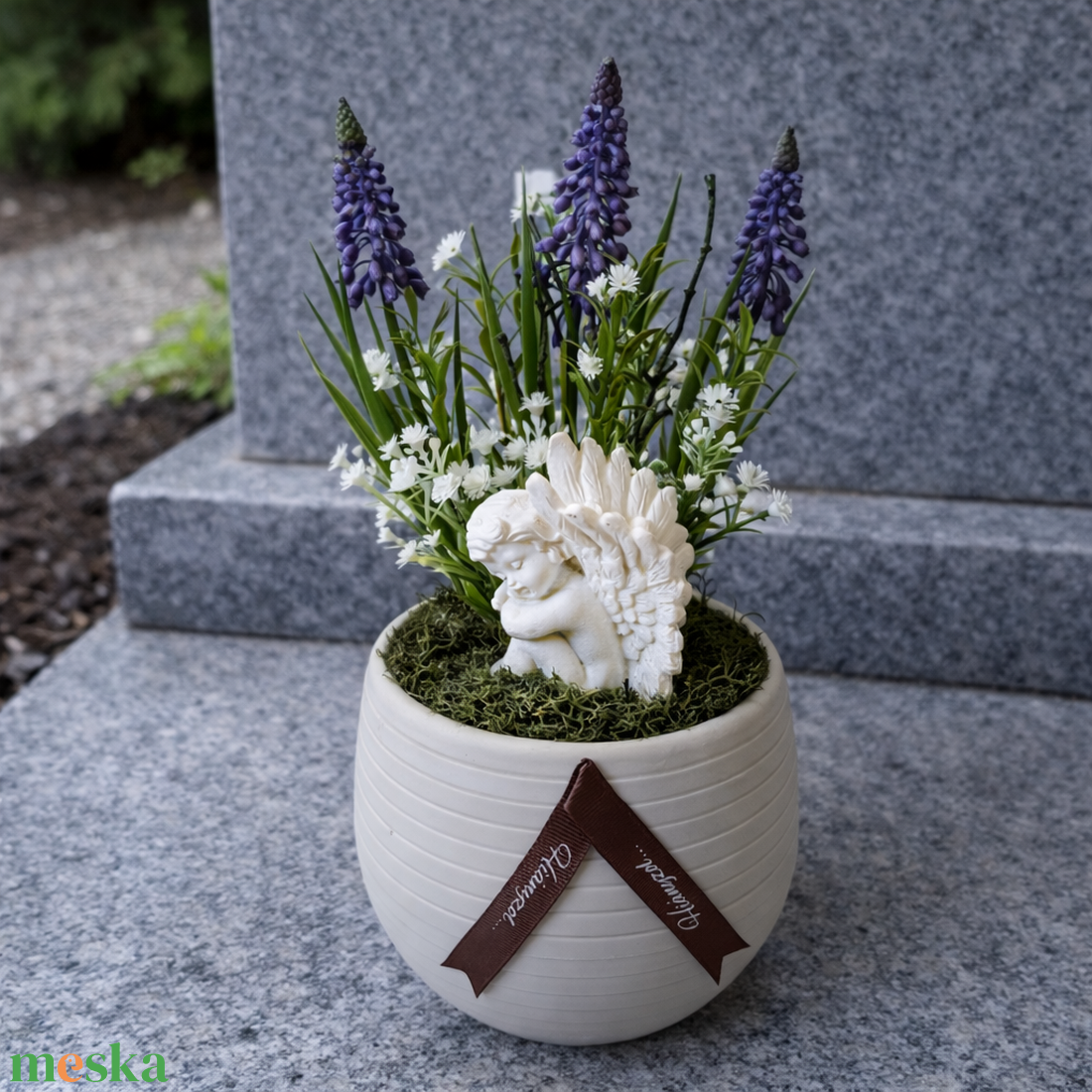 Angyalkás kegyeleti dísz II. - otthon & életmód - vallás - temetkezési tárgy - sírdísz, kegyeleti dísz - Meska.hu