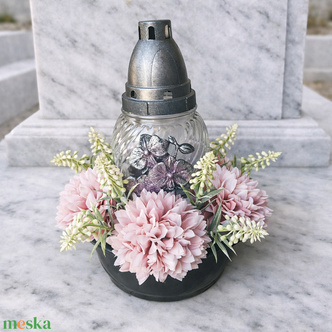 Sírdísz mécsessel III. - otthon & életmód - vallás - temetkezési tárgy - temetői gyertyák, mécsesek - Meska.hu