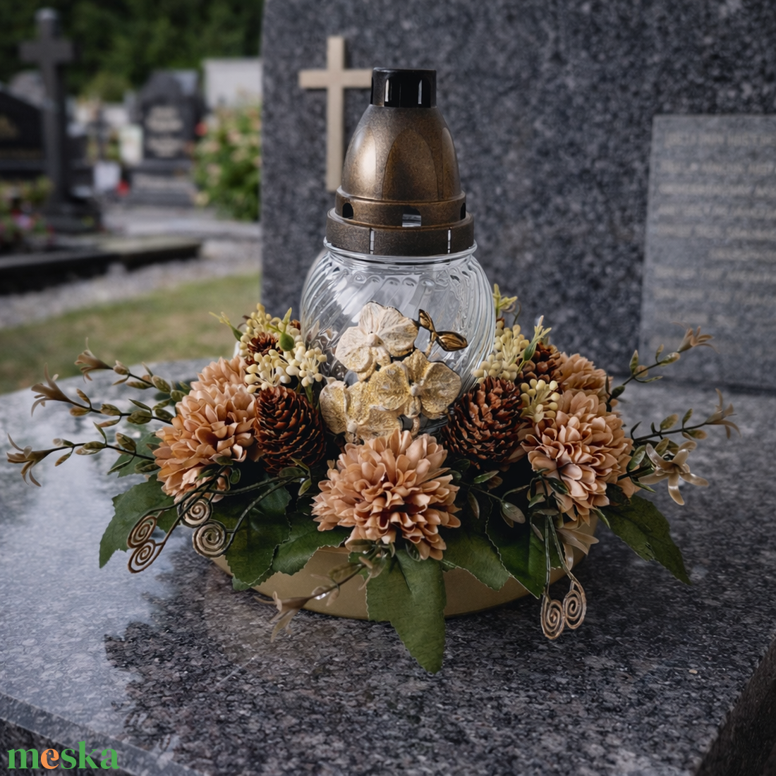 Sírdísz mécsessel III. - otthon & életmód - vallás - temetkezési tárgy - temetői gyertyák, mécsesek - Meska.hu