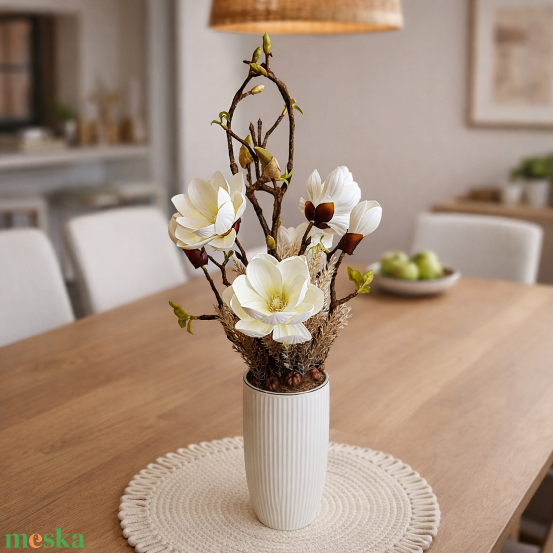 Magnólia kerámia kaspóban-krém - otthon & életmód - dekoráció - asztal és polc dekoráció - asztaldísz - Meska.hu