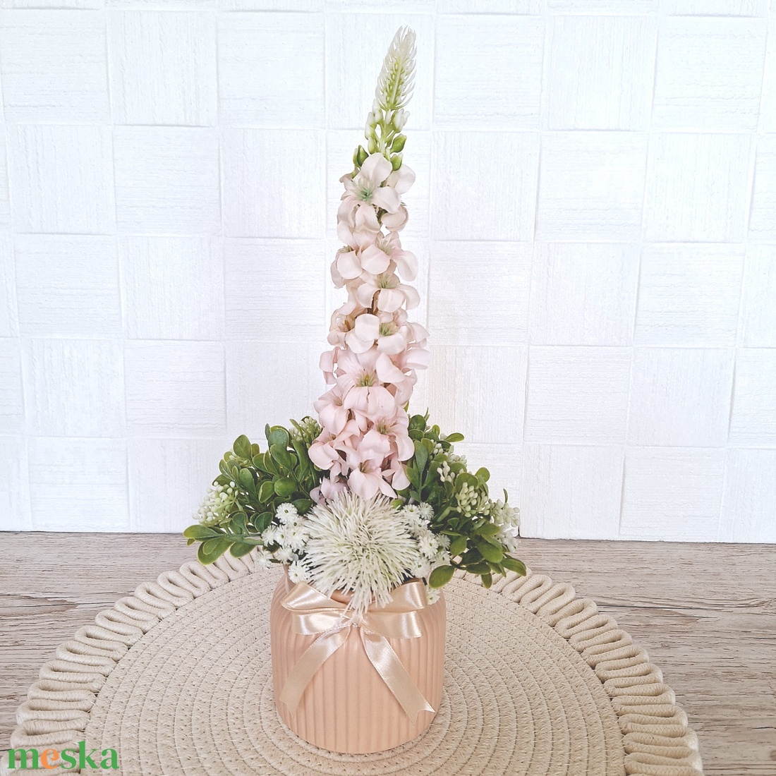 Selyem szarkaláb kerámia kaspóban IV. - otthon & életmód - dekoráció - asztal és polc dekoráció - asztaldísz - Meska.hu