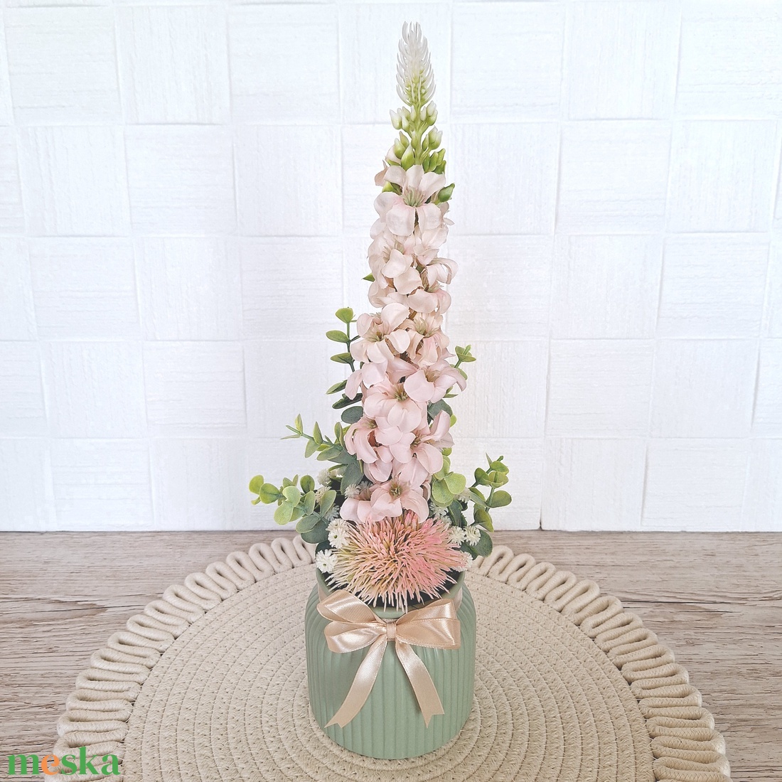 Selyem szarkaláb kerámia kaspóban I. - otthon & életmód - virágdekoráció - virágdíszek - virágdísz kaspóban - Meska.hu