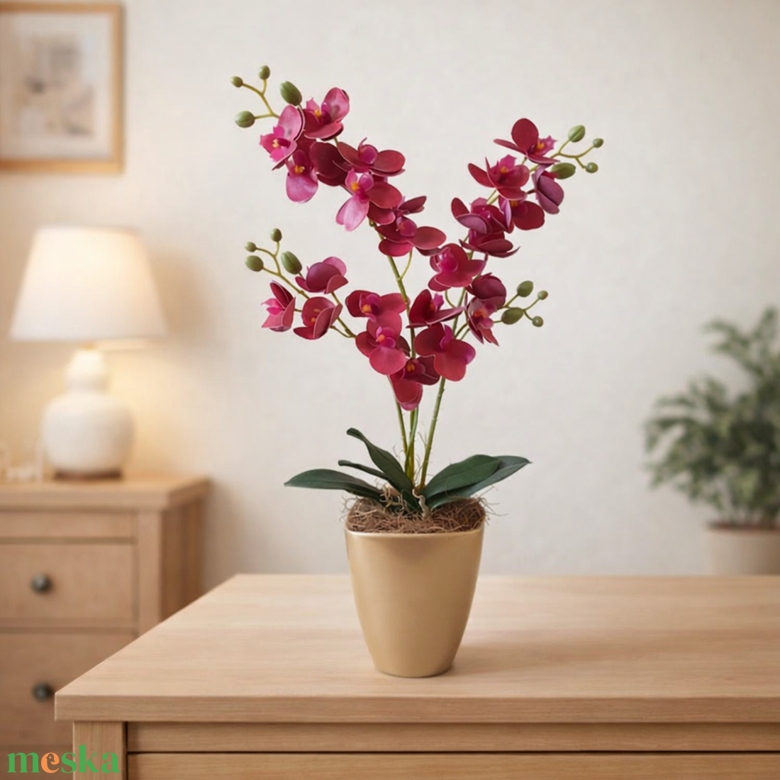 Négy ágas orchidea dekoráció kerámia kaspóban II. - otthon & életmód - virágdekoráció - virágdíszek - virágdísz kaspóban - Meska.hu