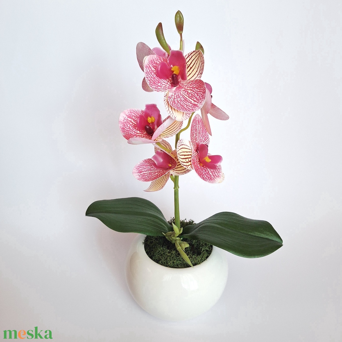 Élethű mini orchidea kerámia gömb kaspóban III. - otthon & életmód - virágdekoráció - virágdíszek - virágdísz kaspóban - Meska.hu