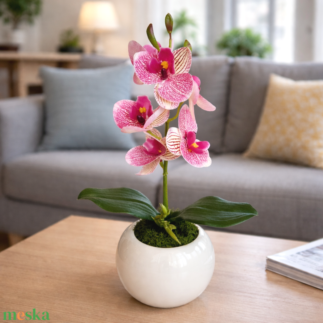 Élethű mini orchidea kerámia gömb kaspóban III. - otthon & életmód - virágdekoráció - virágdíszek - virágdísz kaspóban - Meska.hu