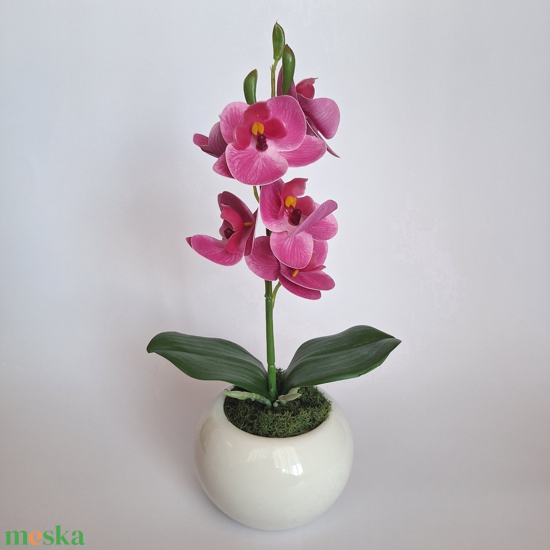 Élethű mini orchidea kerámia gömb kaspóban III. - otthon & életmód - virágdekoráció - virágdíszek - virágdísz kaspóban - Meska.hu
