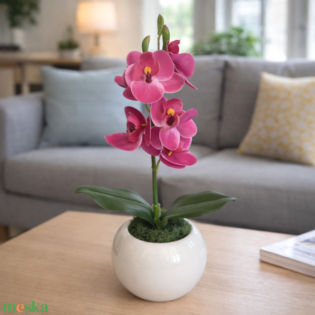 Élethű mini orchidea kerámia gömb kaspóban III. - otthon & életmód - virágdekoráció - virágdíszek - virágdísz kaspóban - Meska.hu