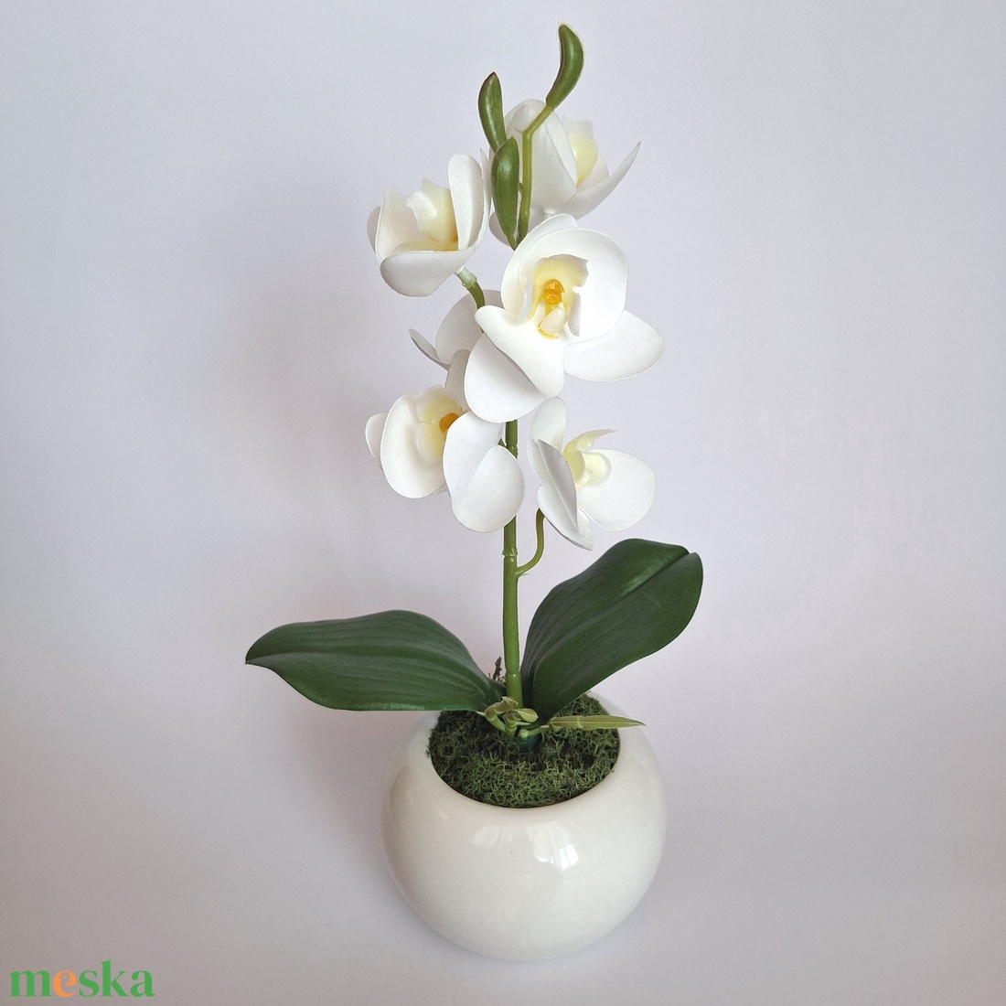 Élethű mini orchidea kerámia gömb kaspóban IV. - otthon & életmód - virágdekoráció - virágdíszek - virágdísz kaspóban - Meska.hu