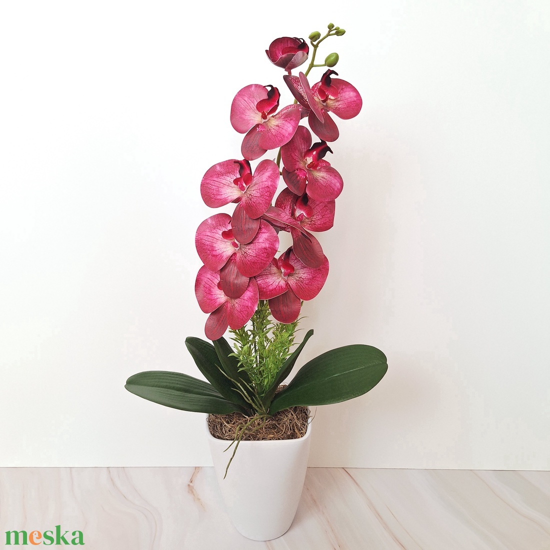 Orchidea dekoráció kerámia kaspóban II. - otthon & életmód - virágdekoráció - virágdíszek - virágdísz kaspóban - Meska.hu