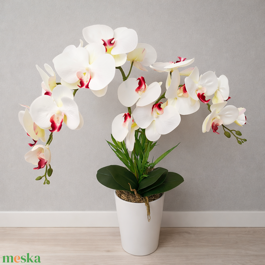 Két szálas orchidea dekoráció kerámia kaspóban - otthon & életmód - virágdekoráció - virágdíszek - virágdísz kaspóban - Meska.hu